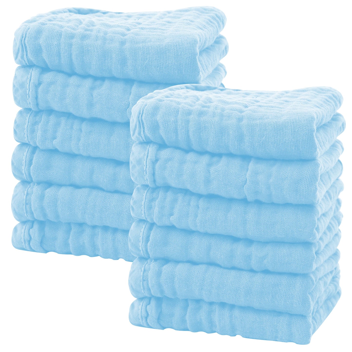 SWEET DOLPHIN 12 Pack Baby Muslin Washcloths - Soft Face Cloths for Newborn Absorbent Bath Wash Cloths Wipes Burp Rag - Toddlers Essentials Stuff Baby Registry as Shower -10"x10" Aquamarine