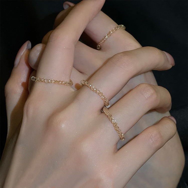 Multi-Faceted Stacked Crystal Bead Ring