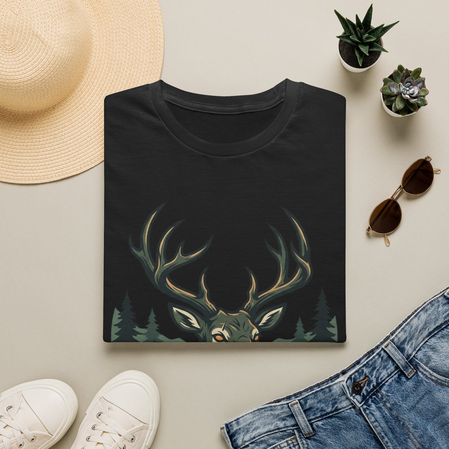 Deer Head T-Shirt — Majestic Stag Forest Graphic Tee
