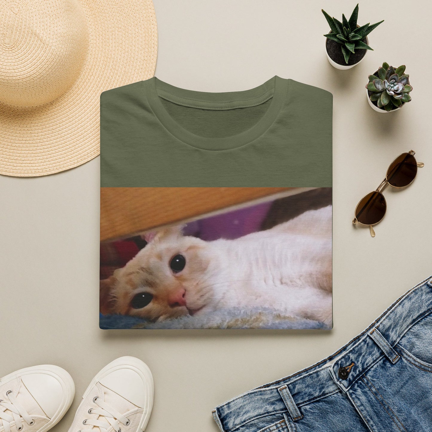 Cat Photo T-Shirt — "Snowball" Cute Pet Portrait Tee