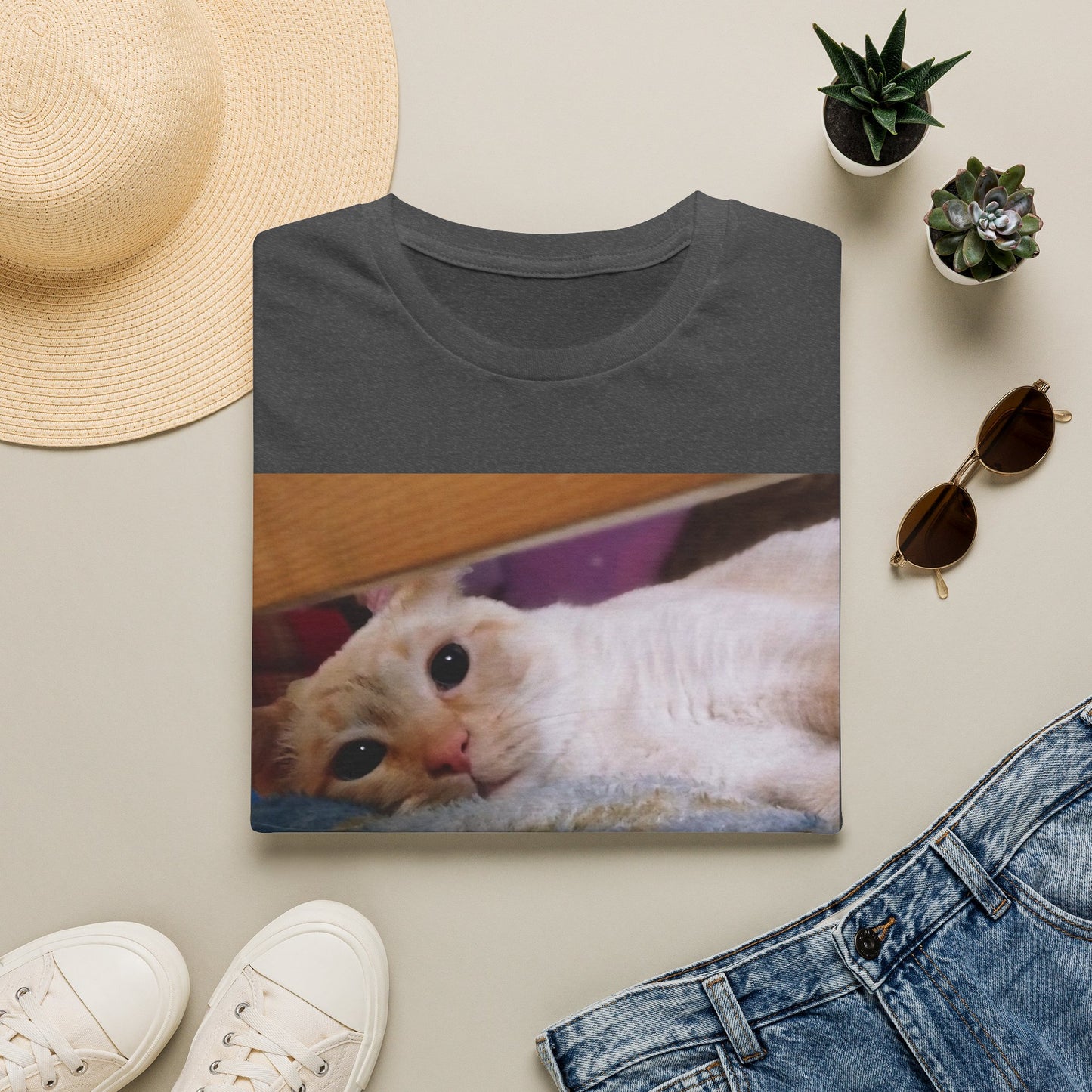 Cat Photo T-Shirt — "Snowball" Cute Pet Portrait Tee
