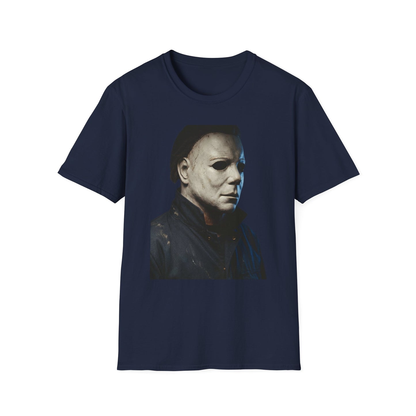 Michael Myers Horror Mask Portrait T-Shirt — Iconic Creepy Mask Graphic Tee for Halloween