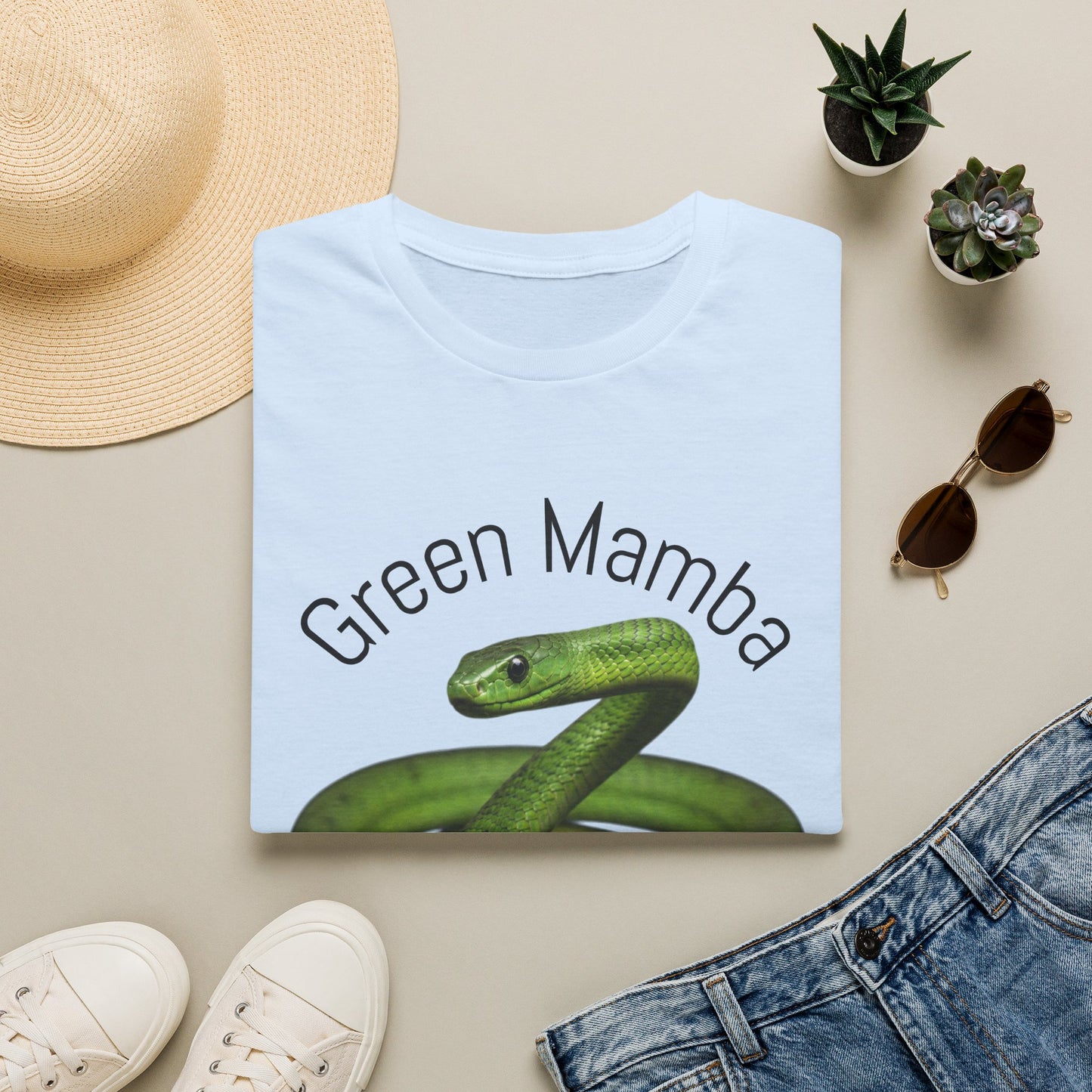 Green Mamba T‑Shirt — Realistic Snake Graphic Tee