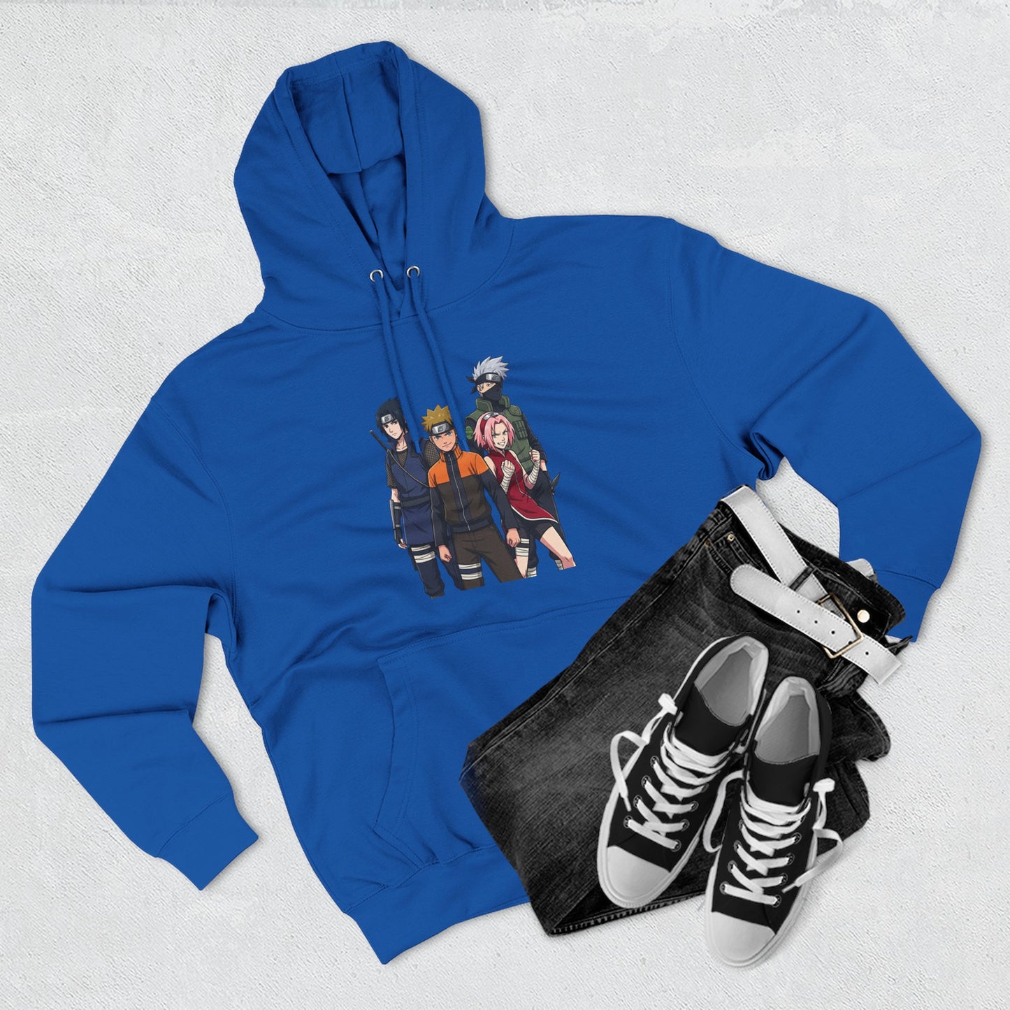 Anime Team Graphic Hoodie — Naruto, Sasuke, Sakura & Kakashi Crew Sweatshirt