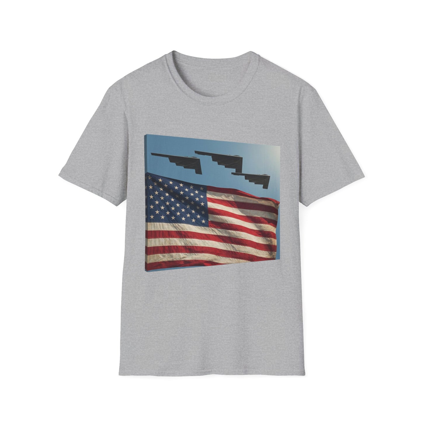 American Flag Graphic T-Shirt — Retro Skyline Silhouette