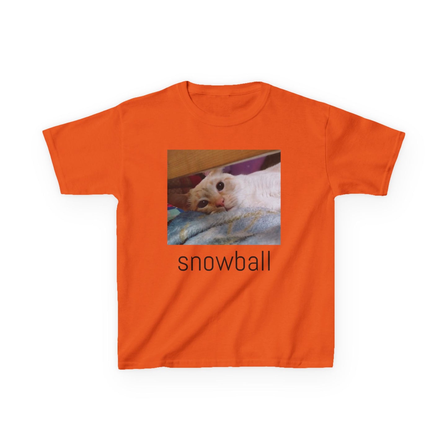 Kids Tee — Cute 'Snowball' Cat Photo & Heart Design