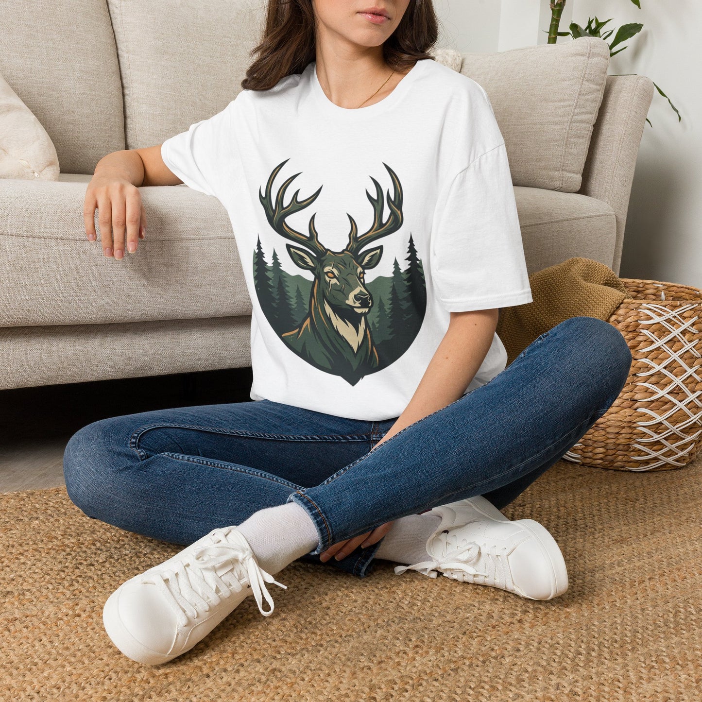 Deer Head T-Shirt — Majestic Stag Forest Graphic Tee