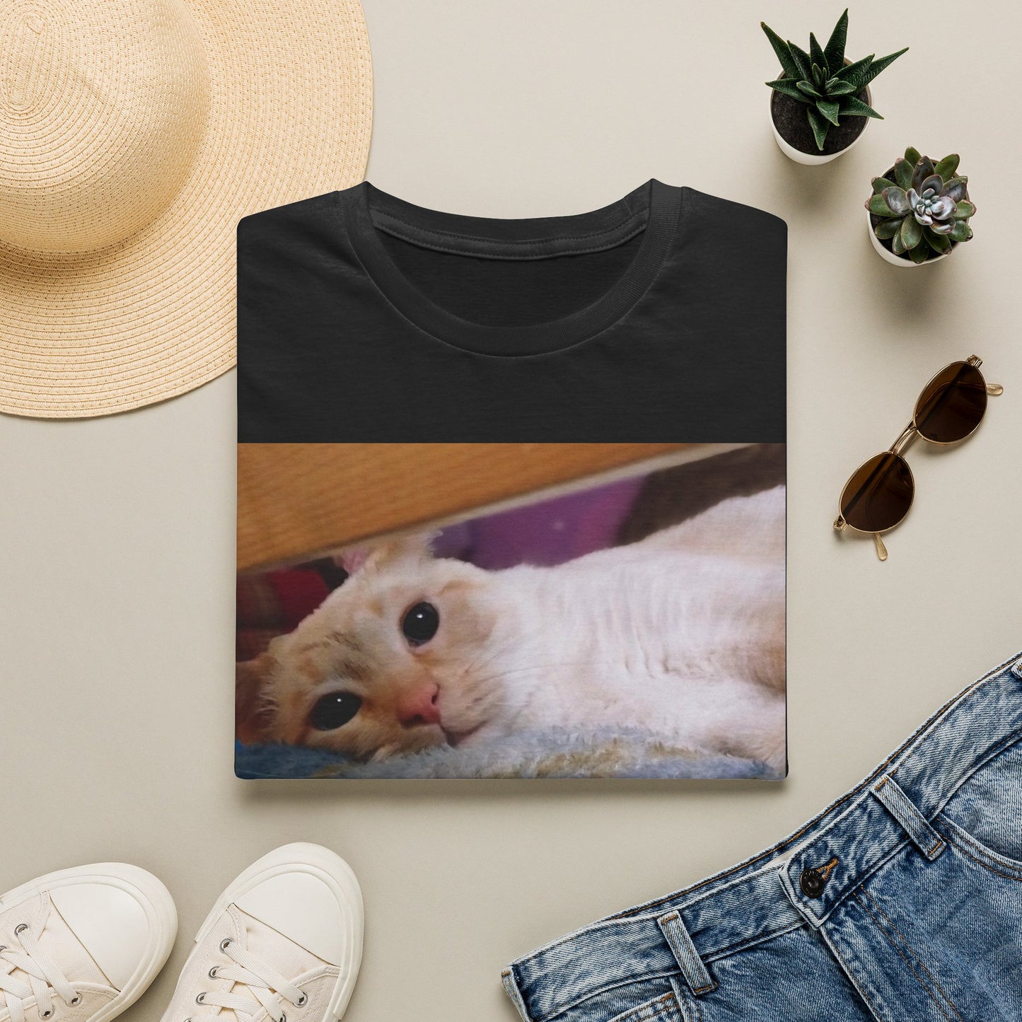 Cat Photo T-Shirt — "Snowball" Cute Pet Portrait Tee