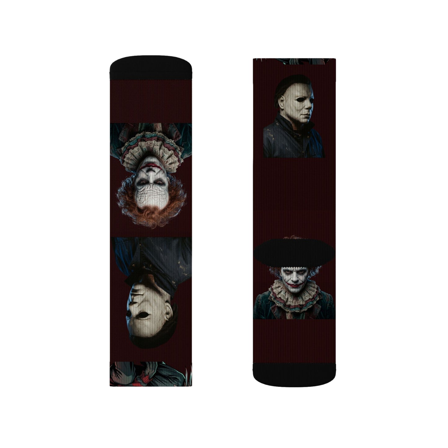 Horror Icons Sublimation Socks — Freddy, Michael Myers & Pennywise Crew Socks