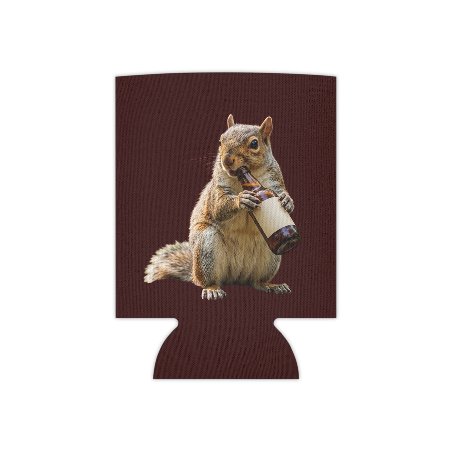 Squirrel Drinking Beer Can Cooler - Funny Animal Beverage Koozie