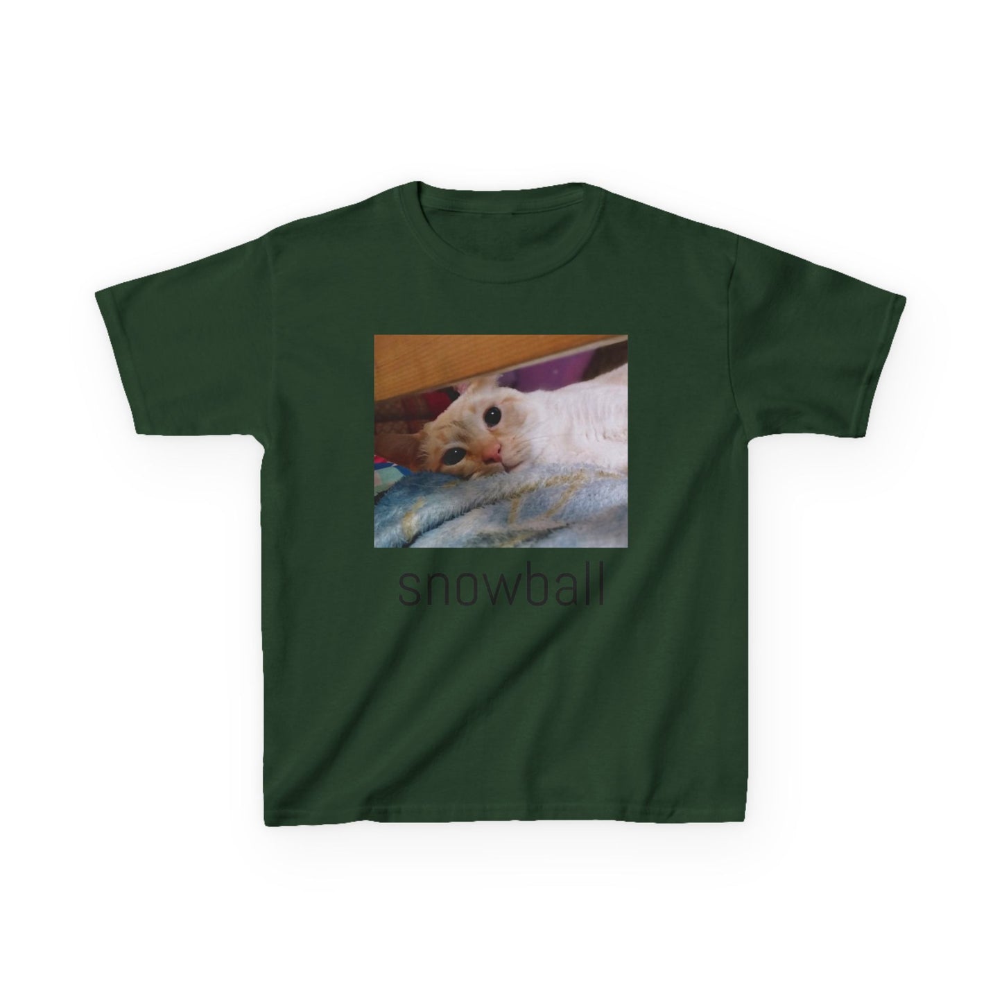Kids Tee — Cute 'Snowball' Cat Photo & Heart Design