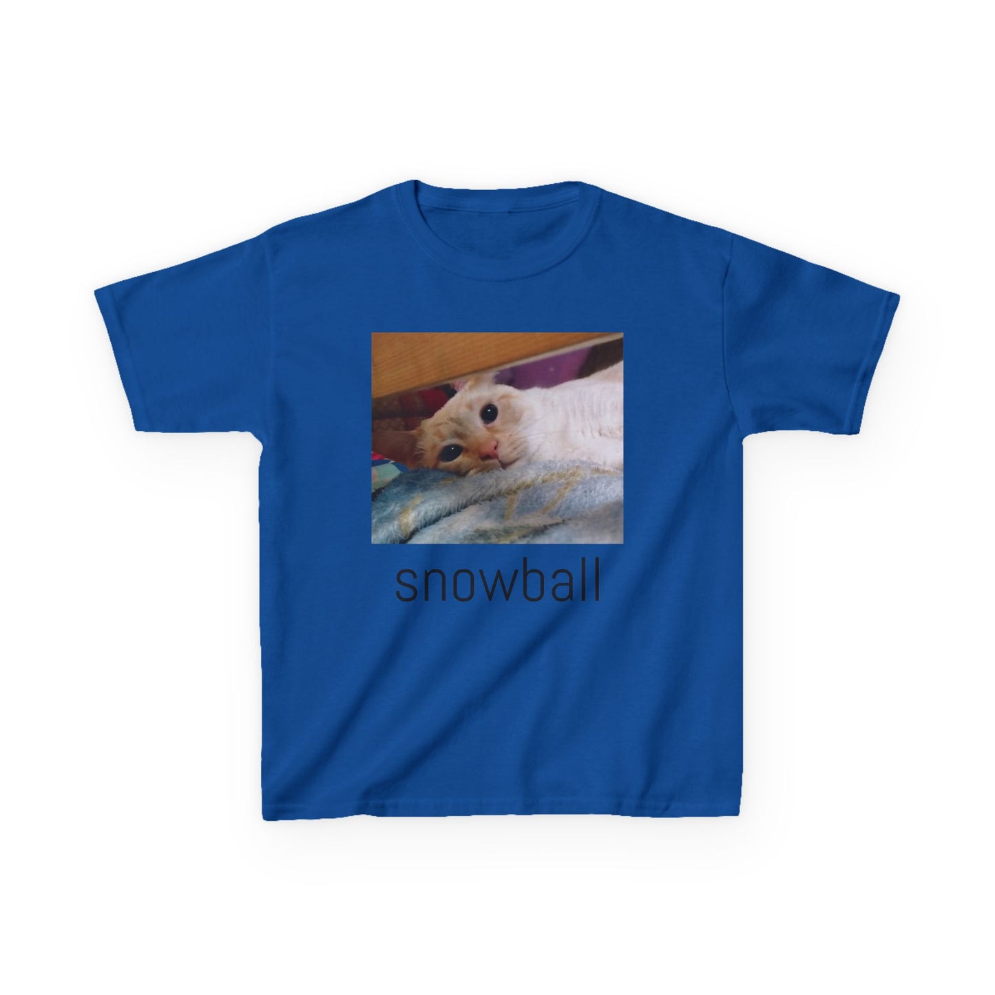Kids Tee — Cute 'Snowball' Cat Photo & Heart Design