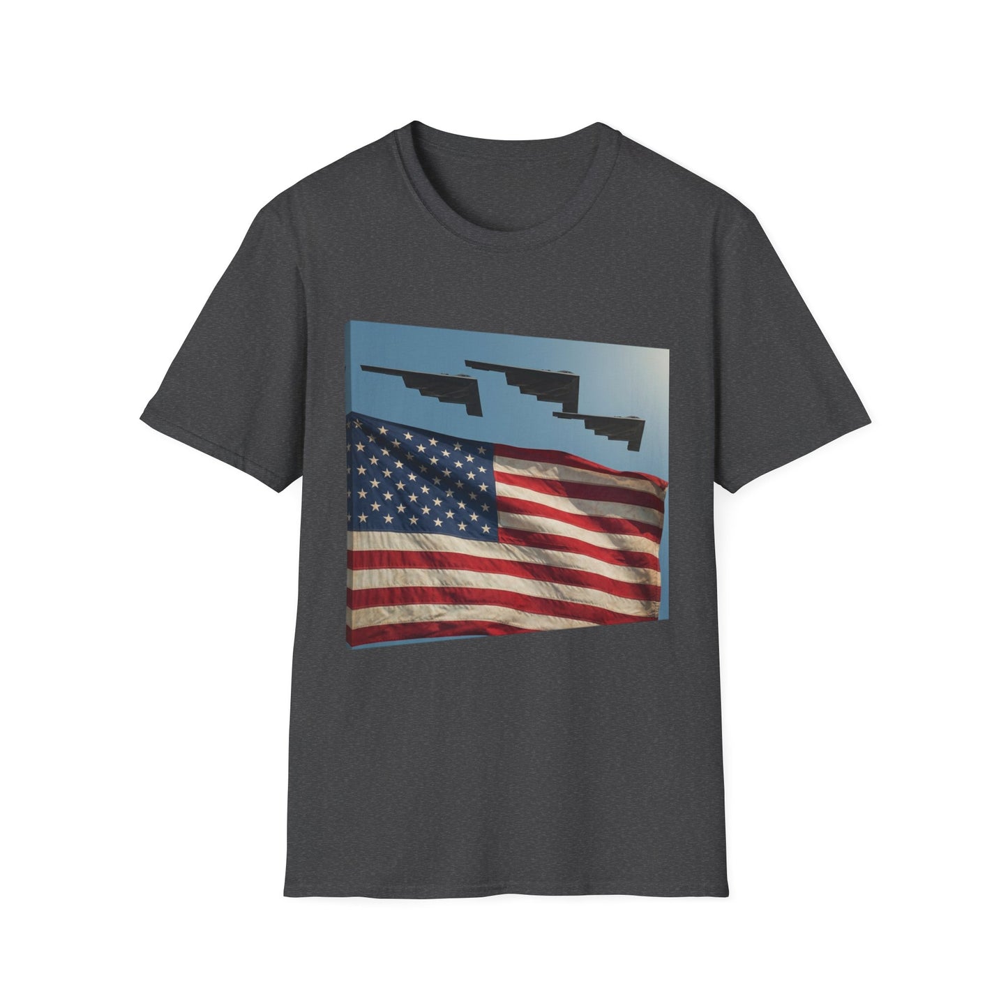 American Flag Graphic T-Shirt — Retro Skyline Silhouette