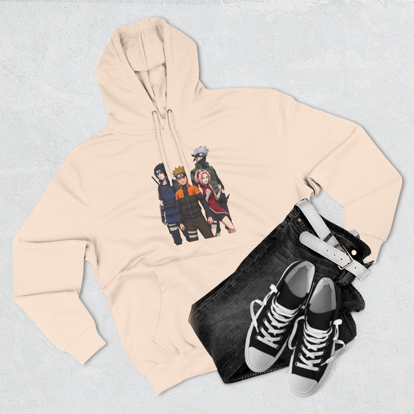 Anime Team Graphic Hoodie — Naruto, Sasuke, Sakura & Kakashi Crew Sweatshirt