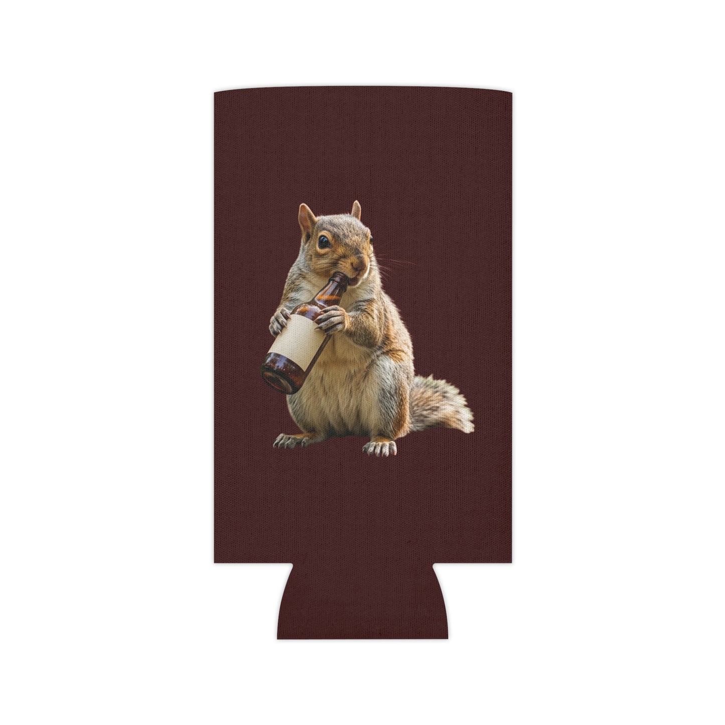 Squirrel Drinking Beer Can Cooler - Funny Animal Beverage Koozie