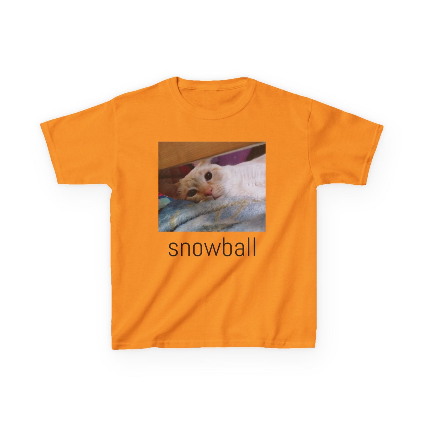 Kids Tee — Cute 'Snowball' Cat Photo & Heart Design