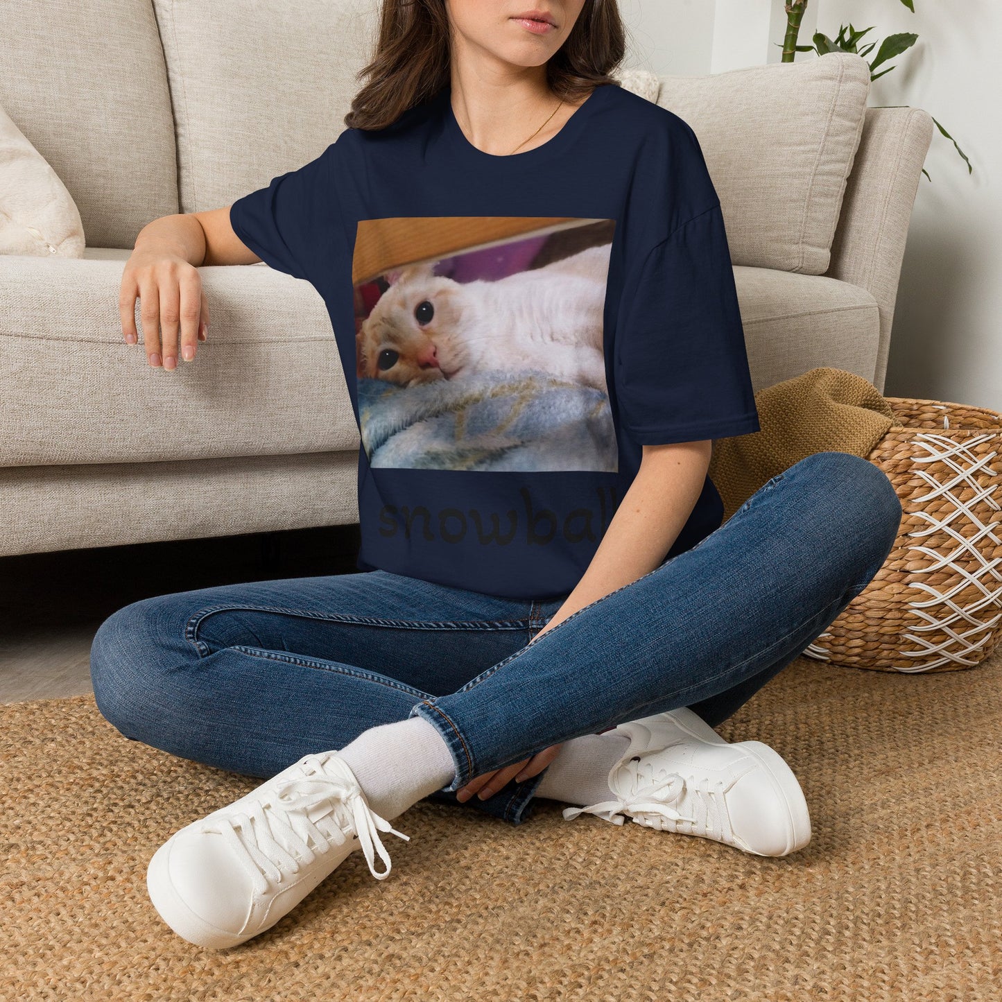 Cat Photo T-Shirt — "Snowball" Cute Pet Portrait Tee