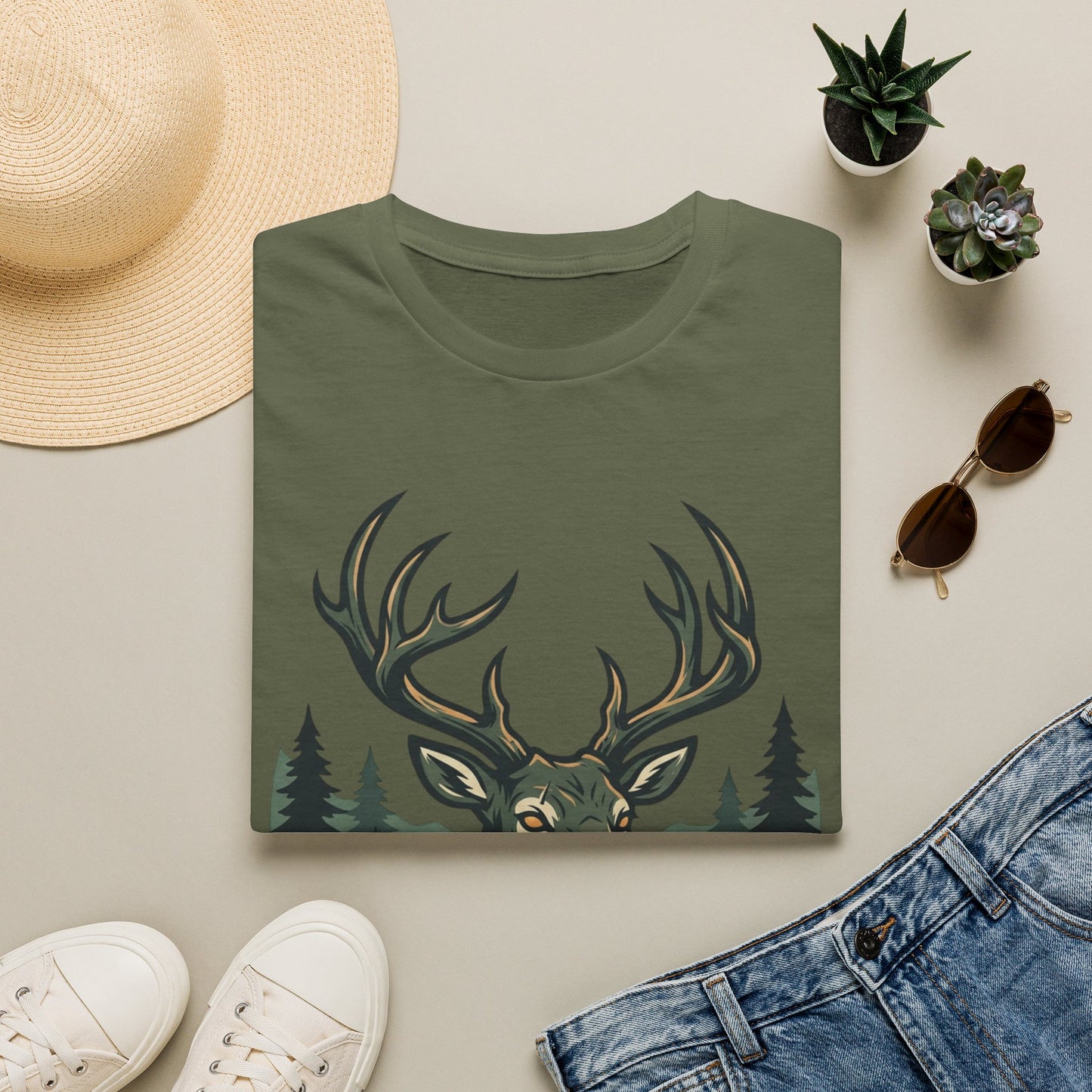 Deer Head T-Shirt — Majestic Stag Forest Graphic Tee