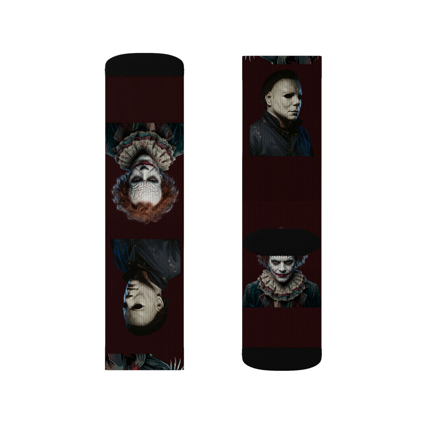 Horror Icons Sublimation Socks — Freddy, Michael Myers & Pennywise Crew Socks