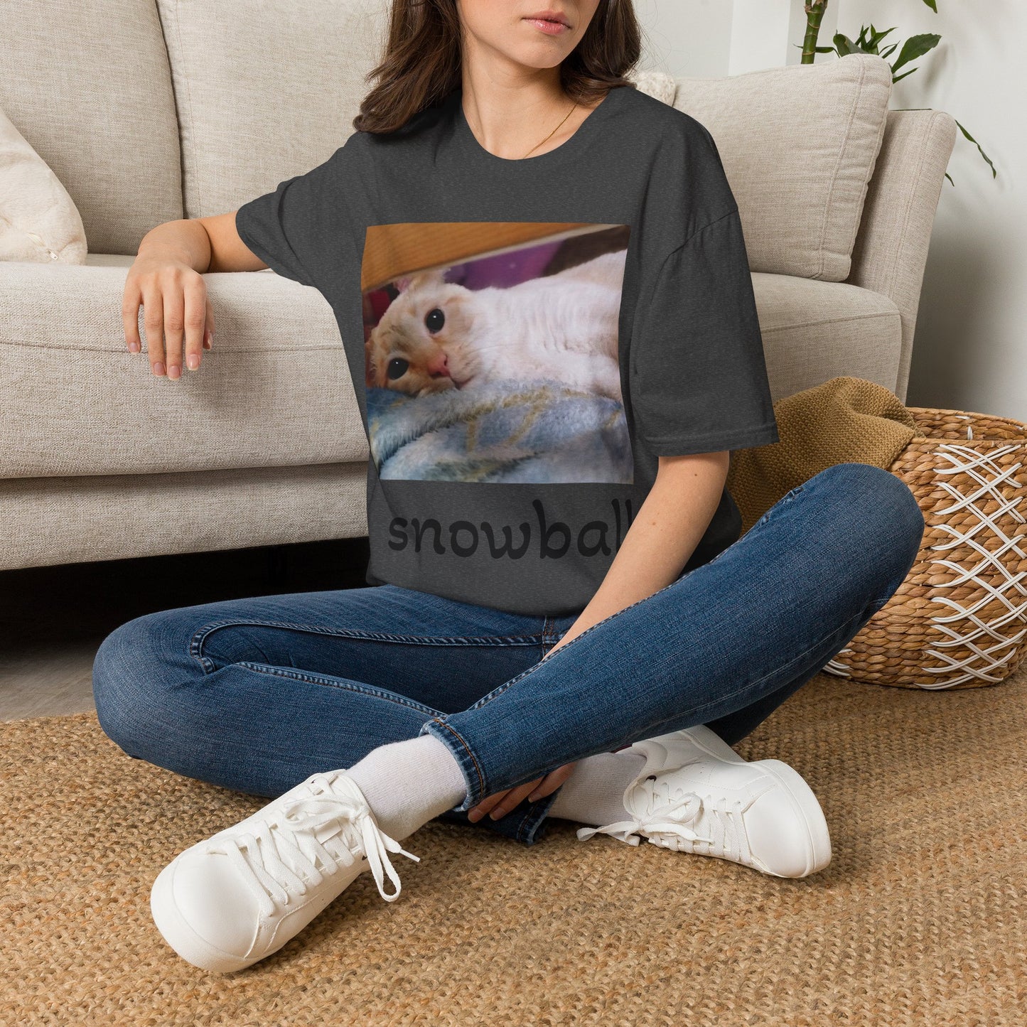 Cat Photo T-Shirt — "Snowball" Cute Pet Portrait Tee