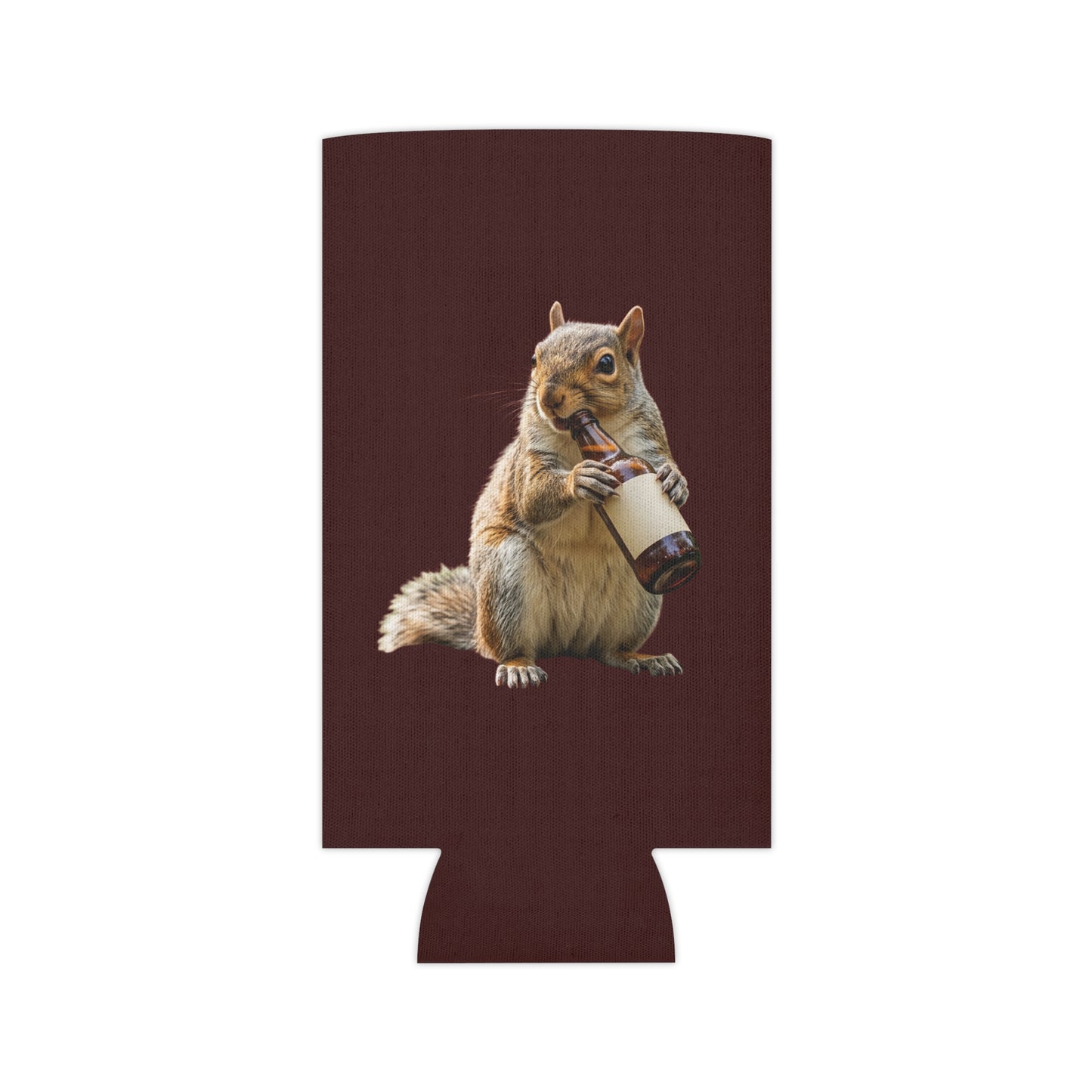 Squirrel Drinking Beer Can Cooler - Funny Animal Beverage Koozie