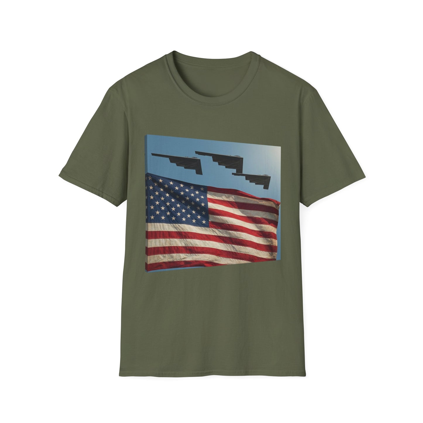 American Flag Graphic T-Shirt — Retro Skyline Silhouette