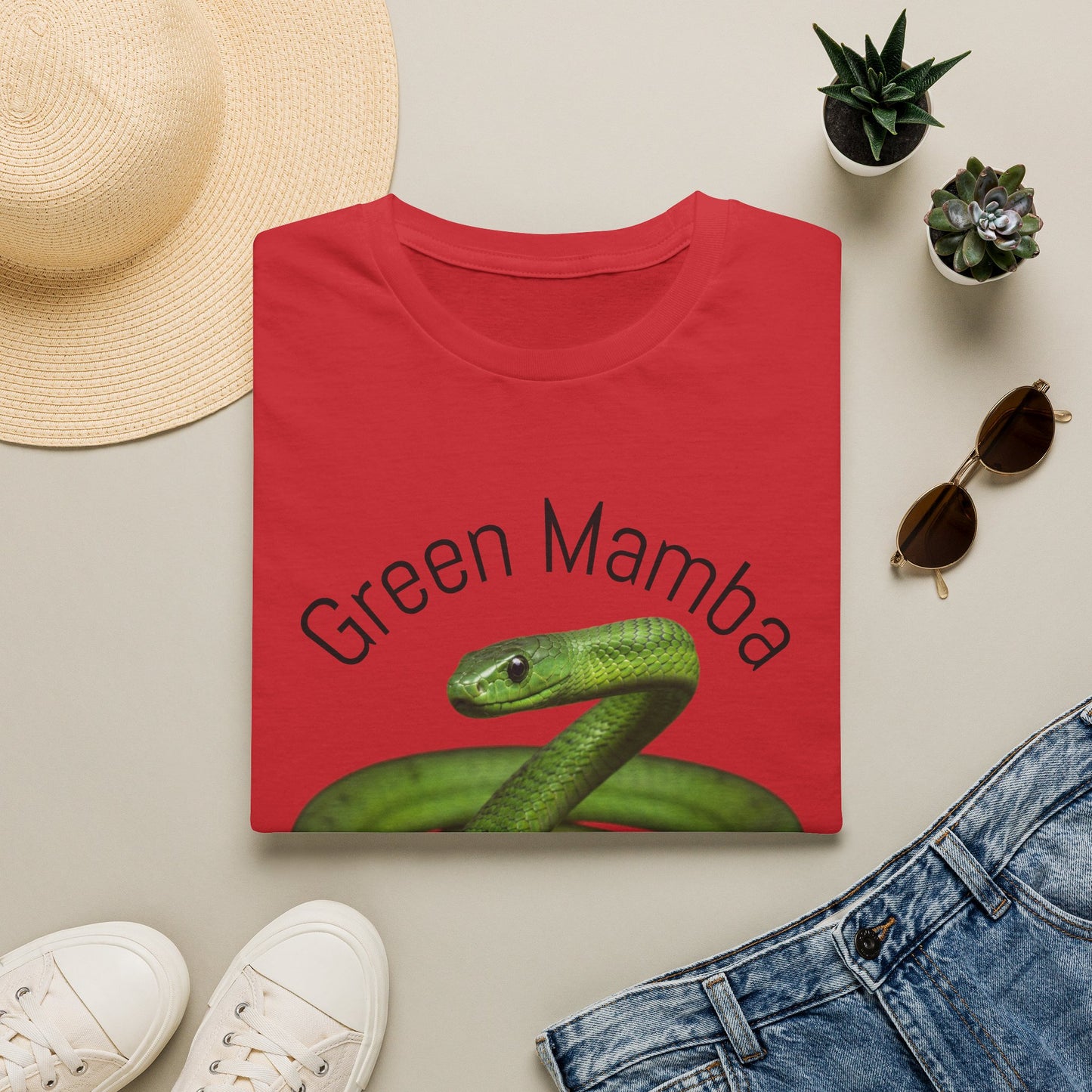 Green Mamba T‑Shirt — Realistic Snake Graphic Tee