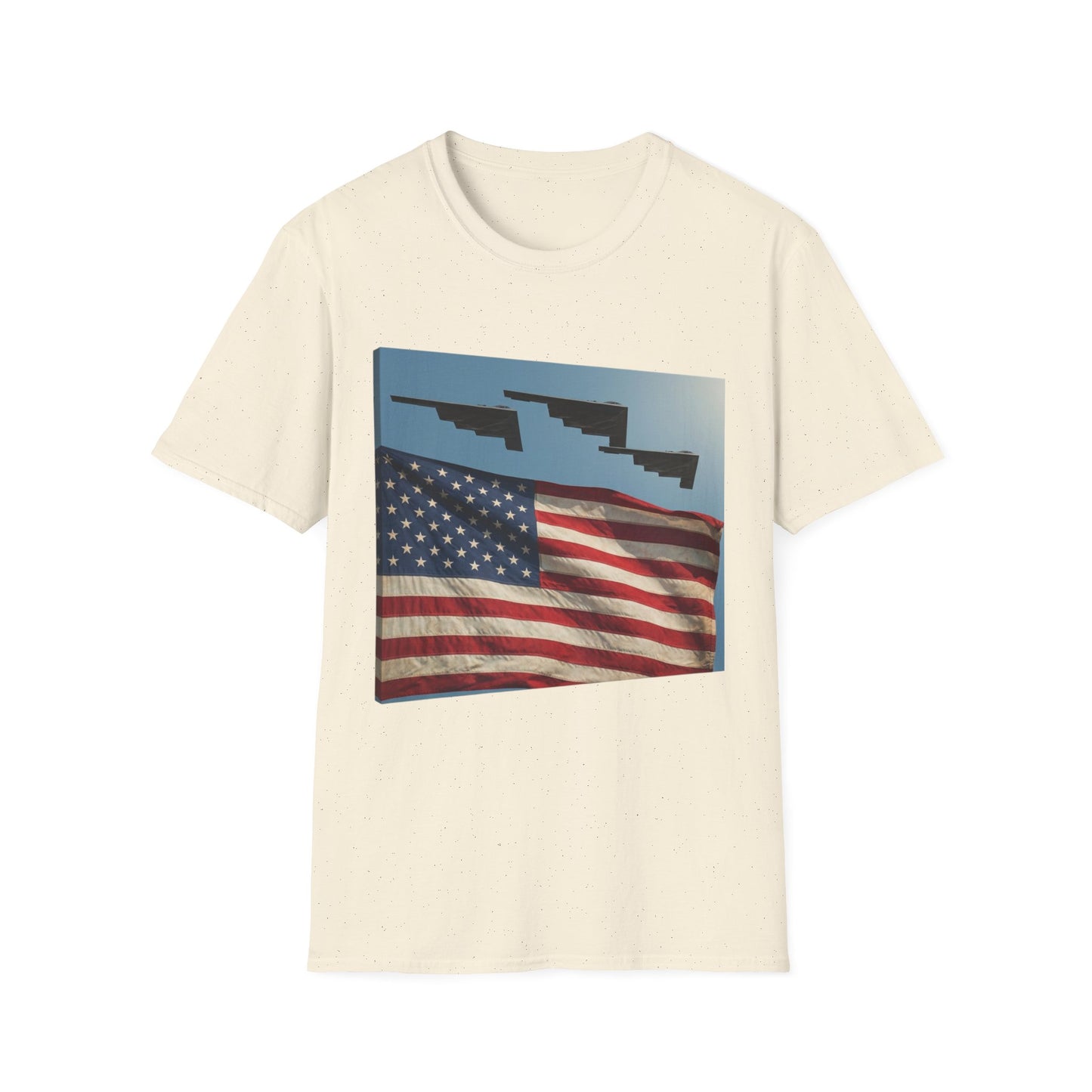 American Flag Graphic T-Shirt — Retro Skyline Silhouette