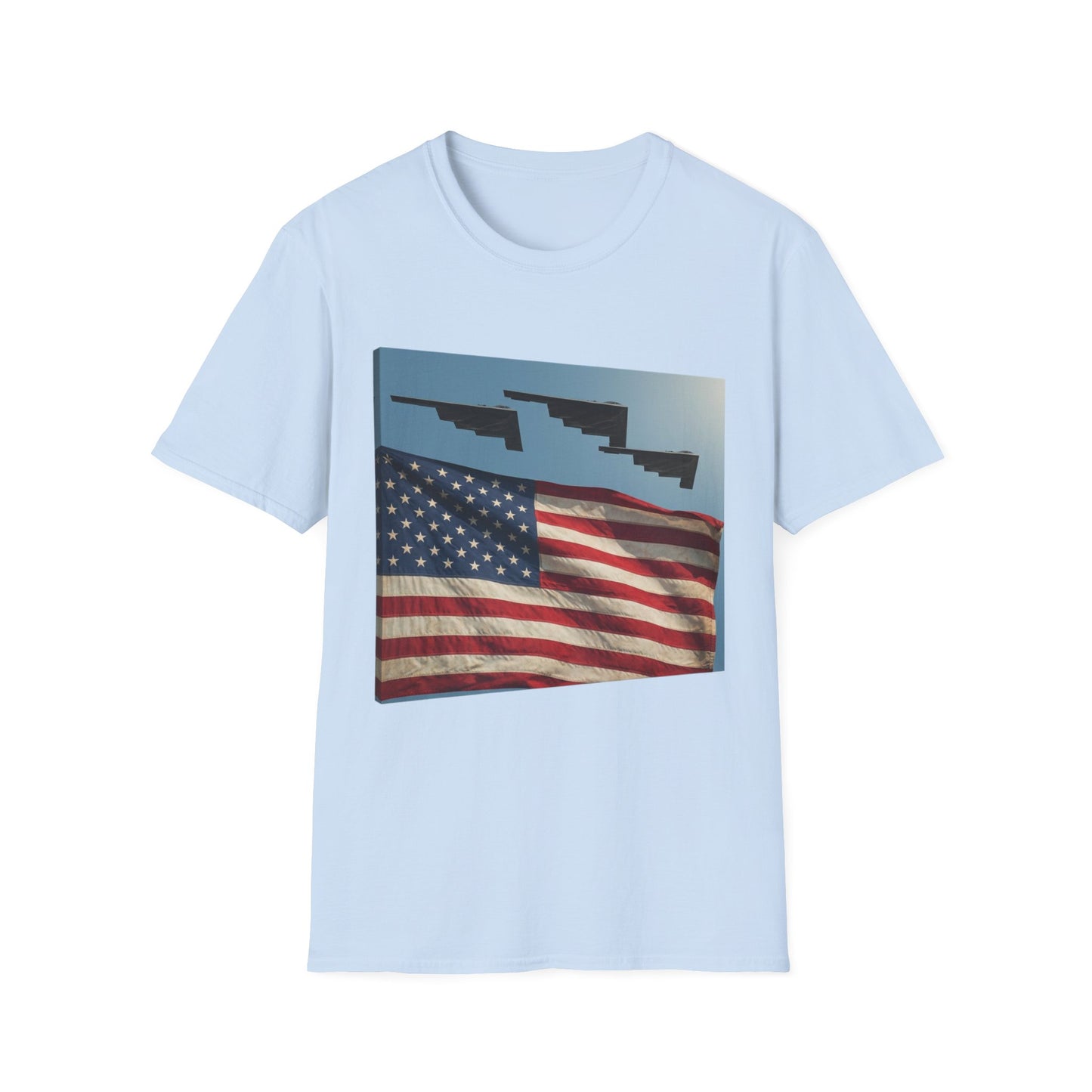 American Flag Graphic T-Shirt — Retro Skyline Silhouette