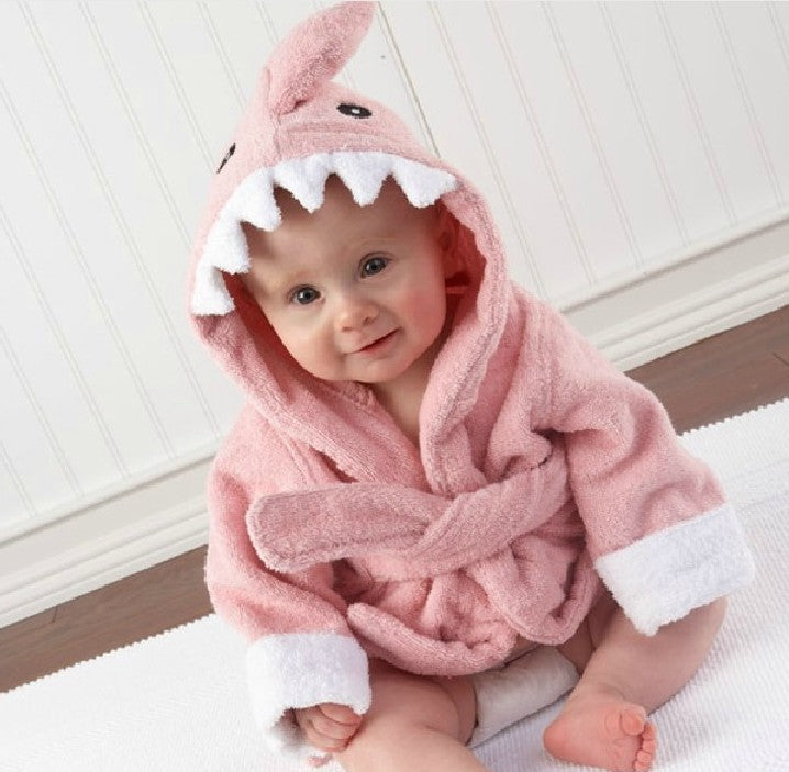 3-Size Shark Bath Towel - Baby Cartoon Hooded Robe