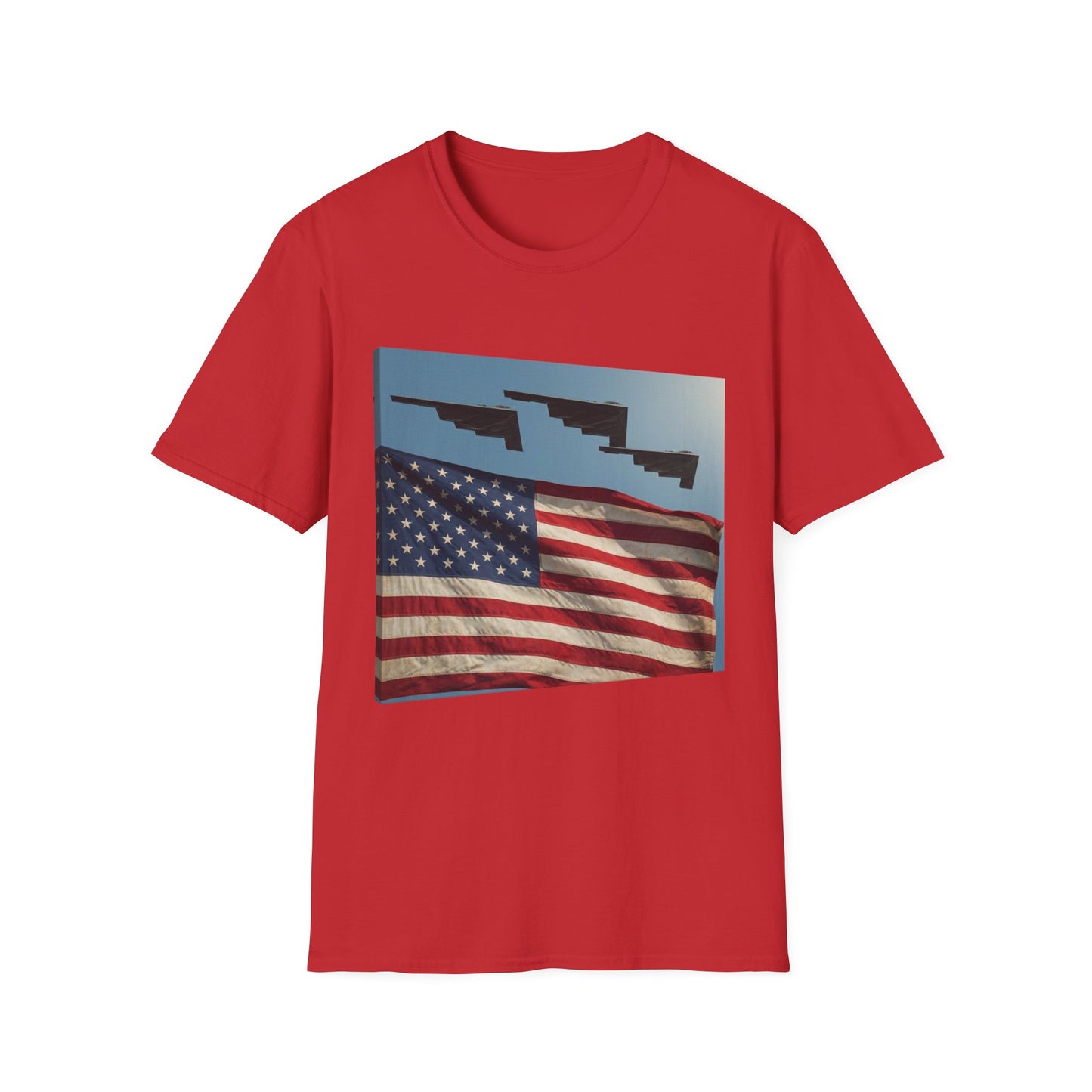 American Flag Graphic T-Shirt — Retro Skyline Silhouette