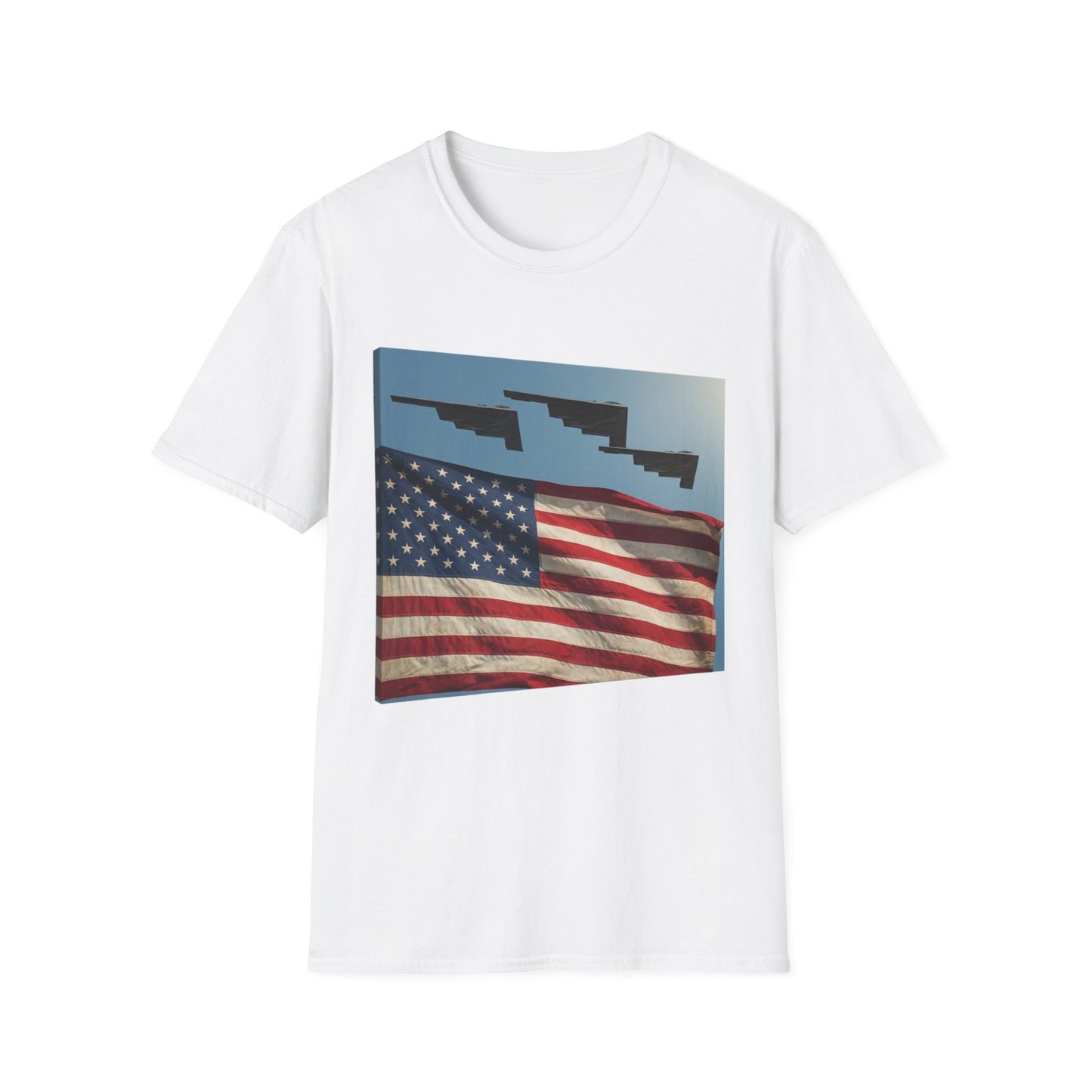American Flag Graphic T-Shirt — Retro Skyline Silhouette