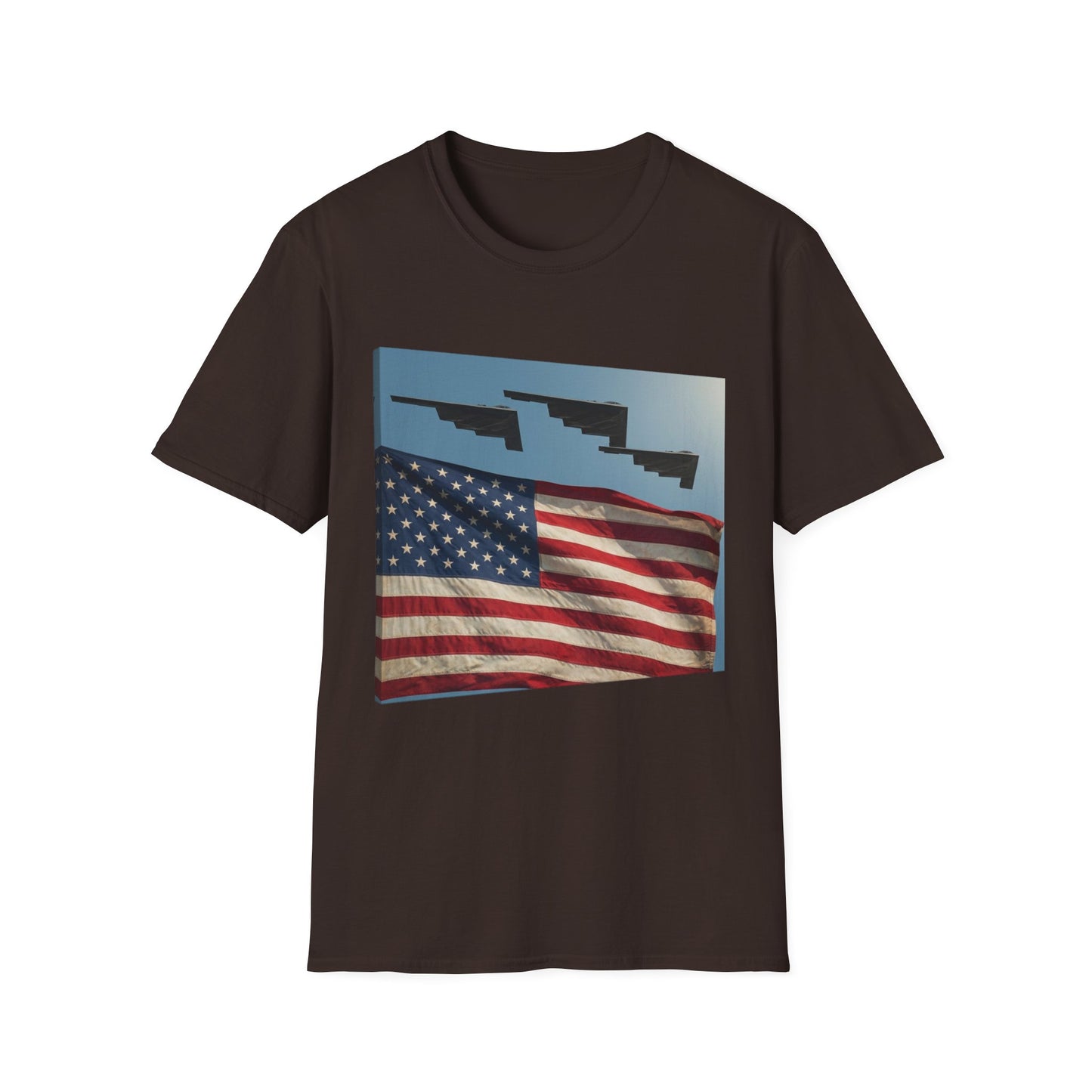 American Flag Graphic T-Shirt — Retro Skyline Silhouette