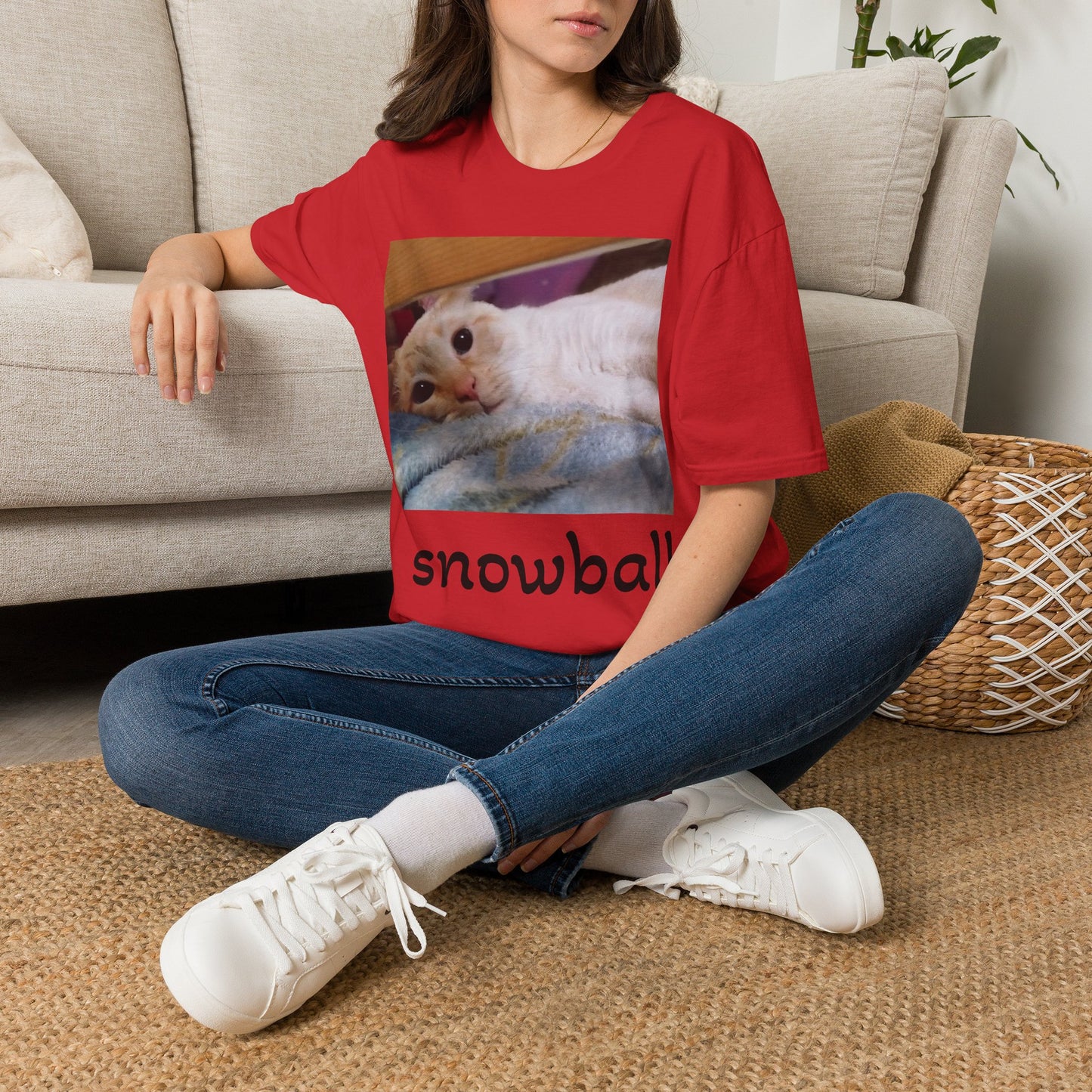 Cat Photo T-Shirt — "Snowball" Cute Pet Portrait Tee