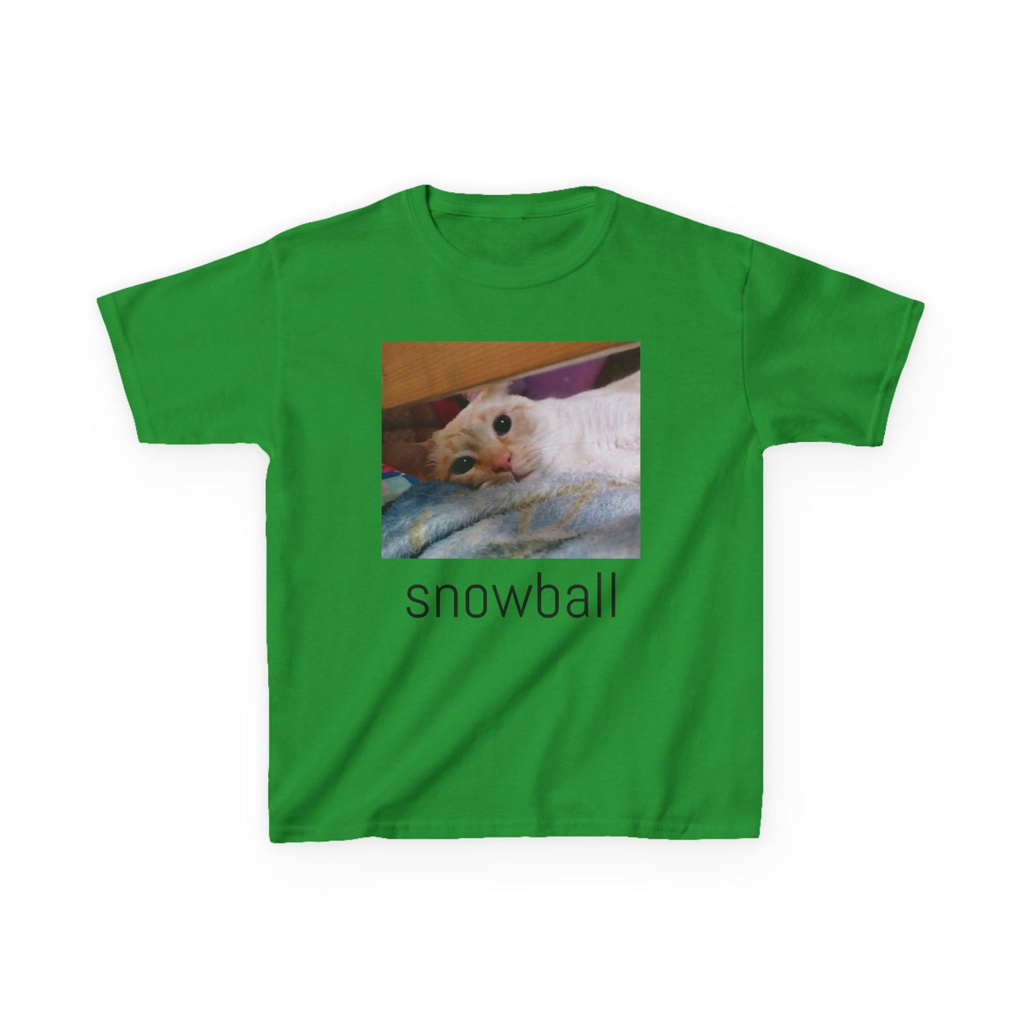 Kids Tee — Cute 'Snowball' Cat Photo & Heart Design