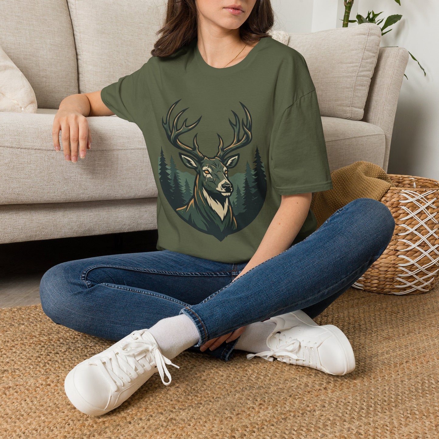 Deer Head T-Shirt — Majestic Stag Forest Graphic Tee