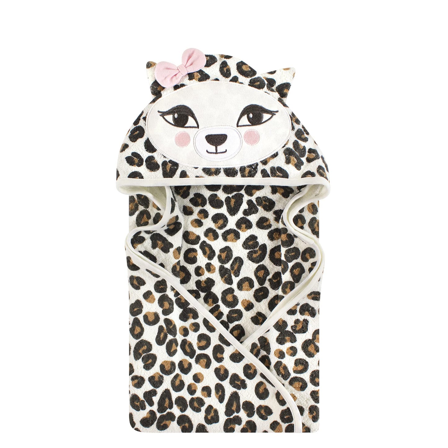 Hudson Baby Unisex Baby Cotton Animal Face Hooded Towel Leopard One Size