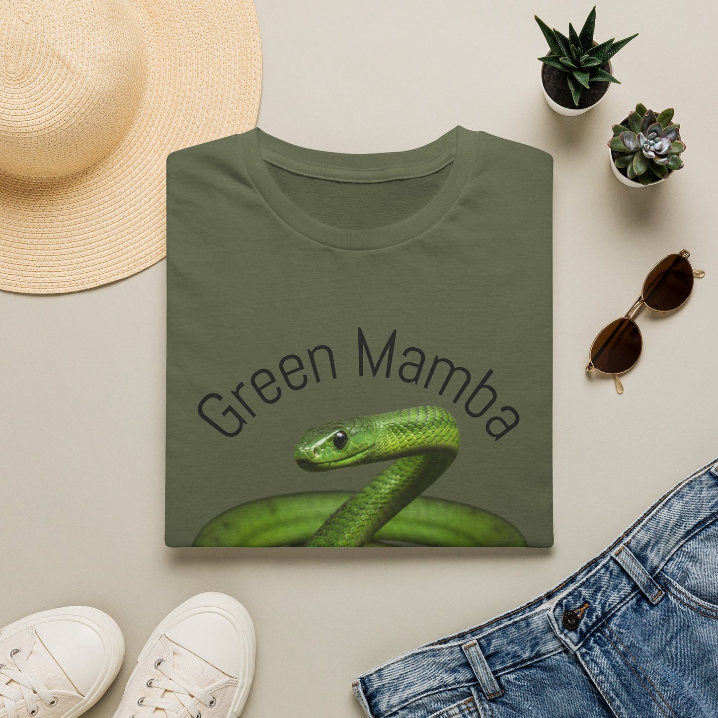 Green Mamba T‑Shirt — Realistic Snake Graphic Tee