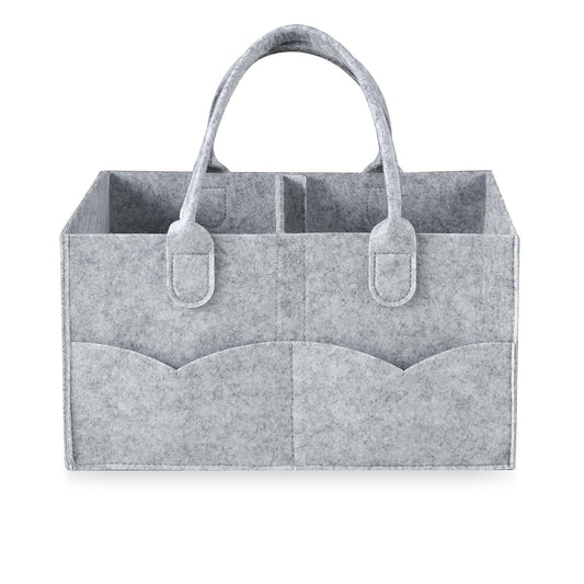 PandaEar Baby Diaper Caddy Organizer Portable Diaper Holder Organizer Nursery Storage Basket for Wipes & baby stuff Collapsible Baby Organizer with Divided Design (Grey)