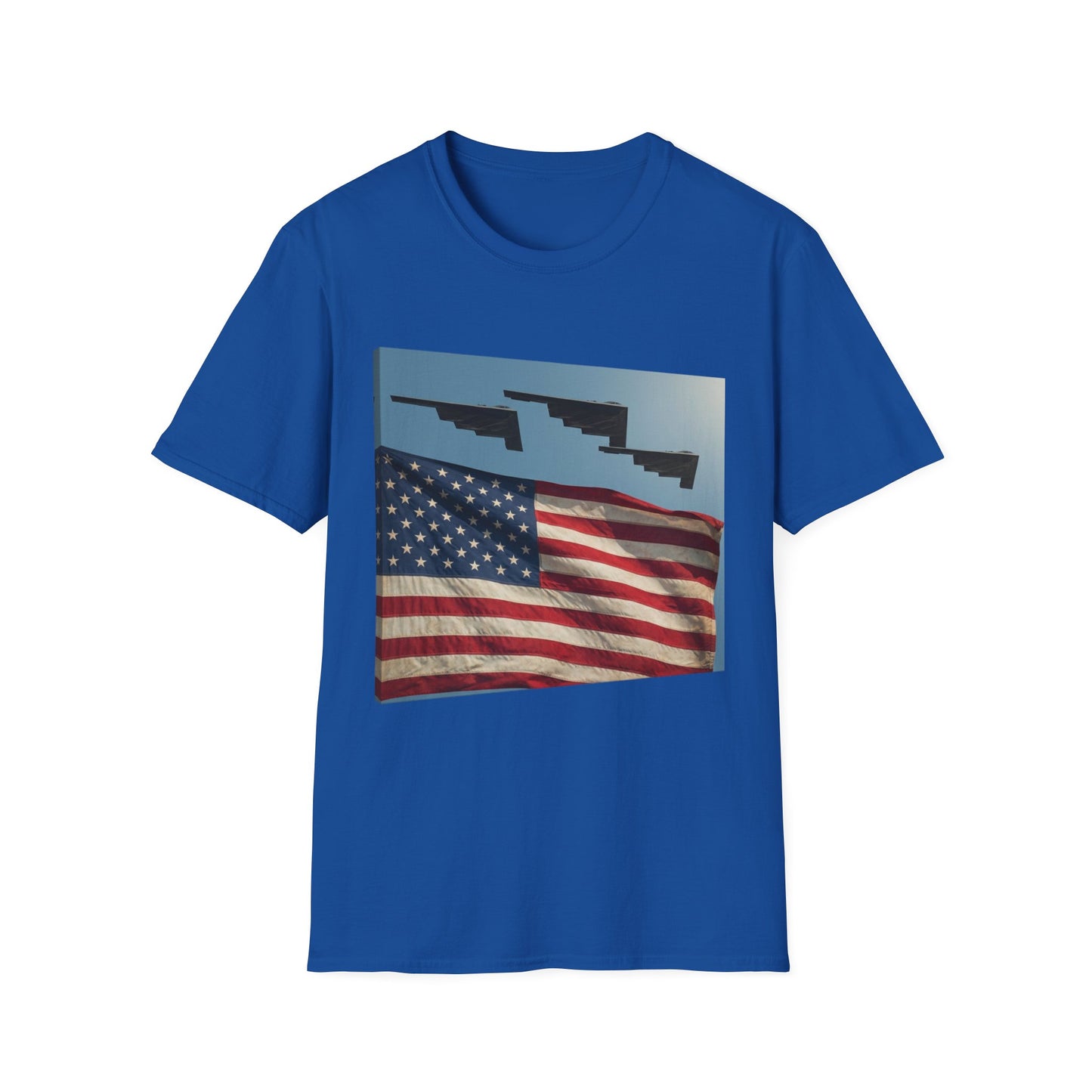 American Flag Graphic T-Shirt — Retro Skyline Silhouette