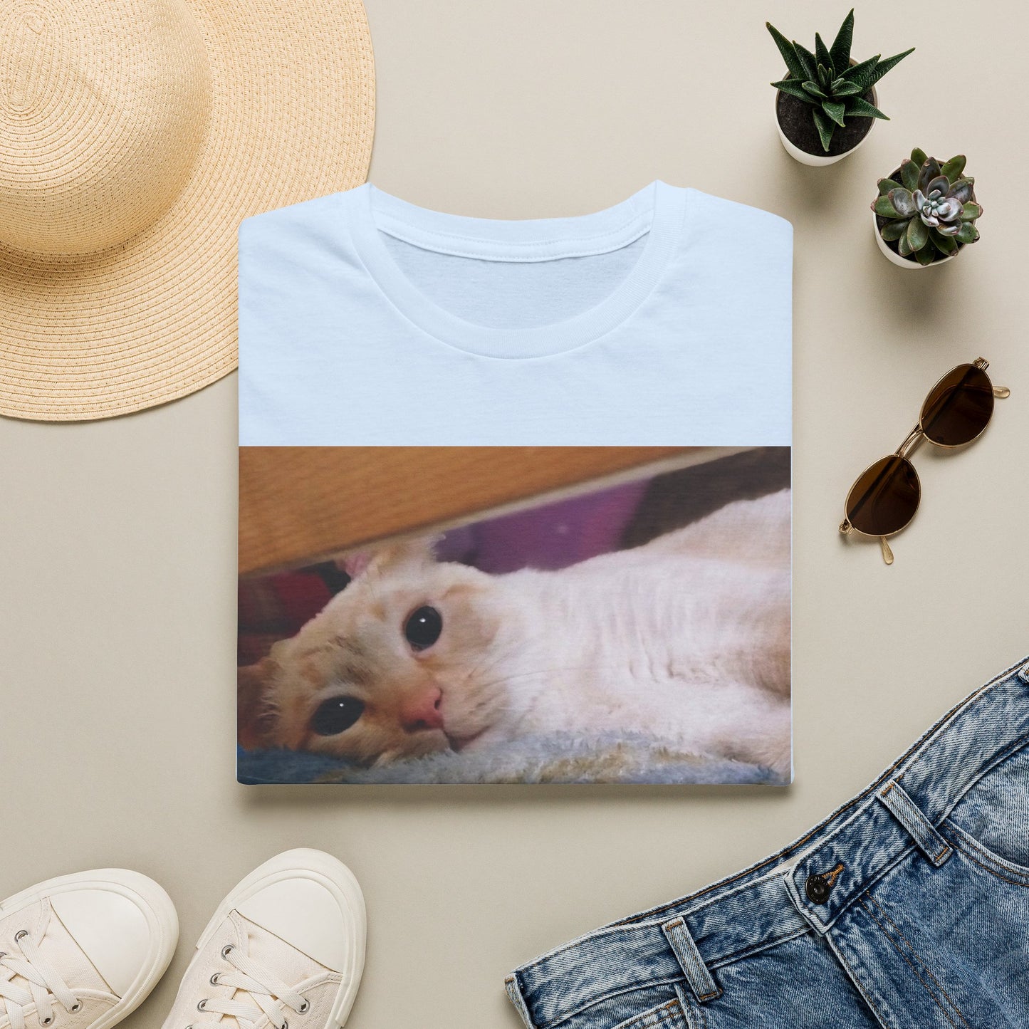 Cat Photo T-Shirt — "Snowball" Cute Pet Portrait Tee