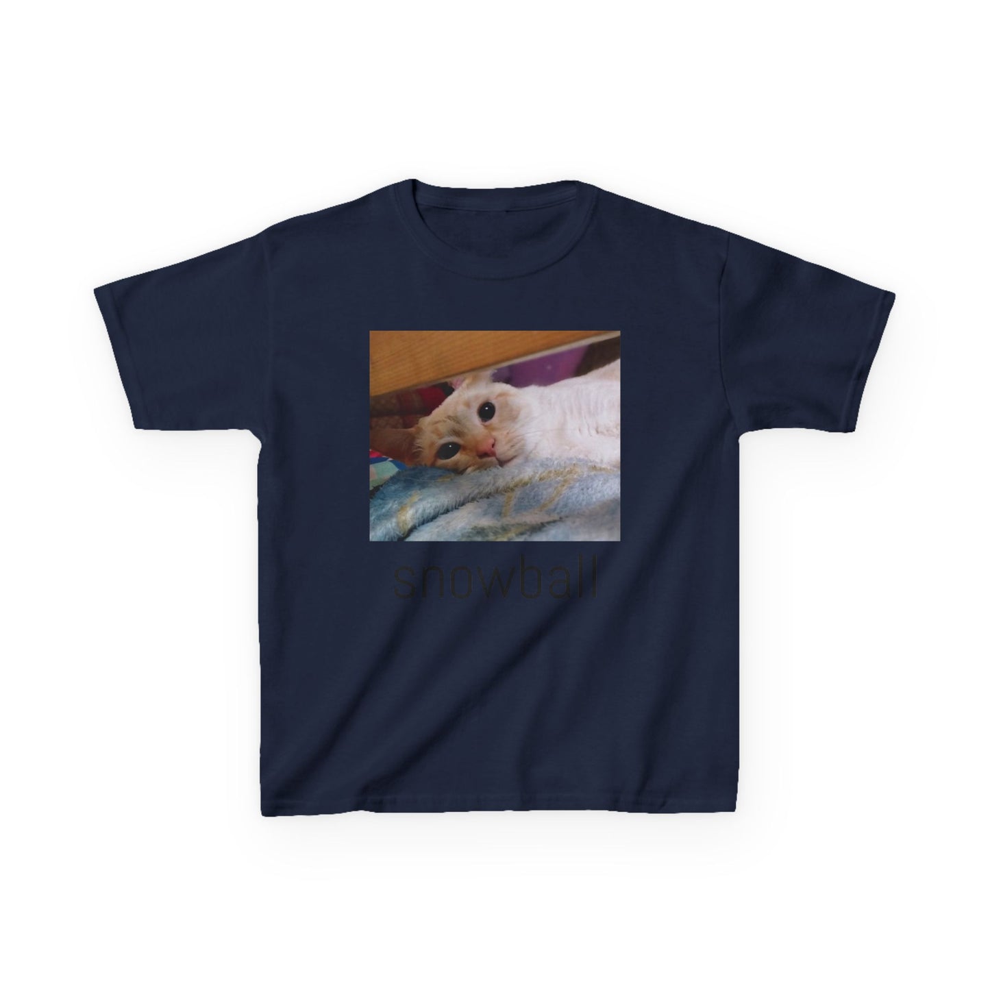 Kids Tee — Cute 'Snowball' Cat Photo & Heart Design