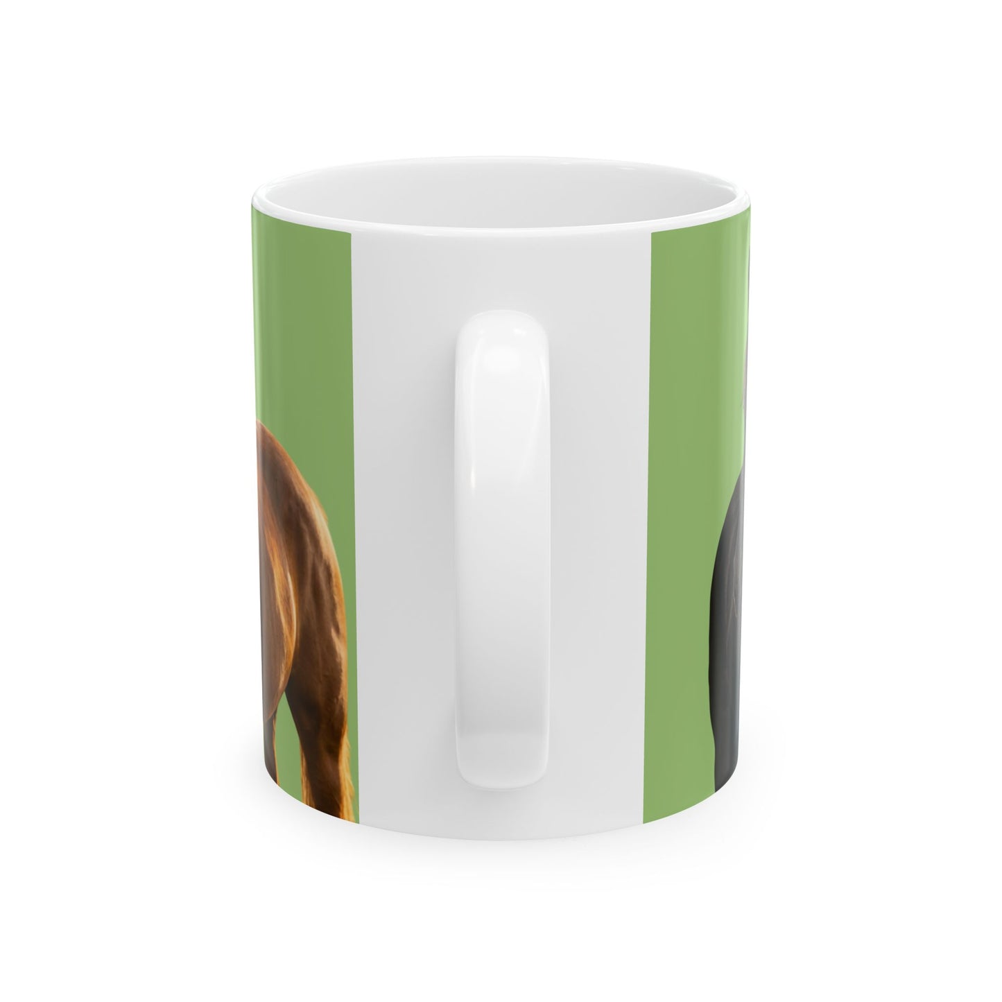 Horse Portrait Ceramic Mug — Green Background Coffee Cup (11oz & 15oz)