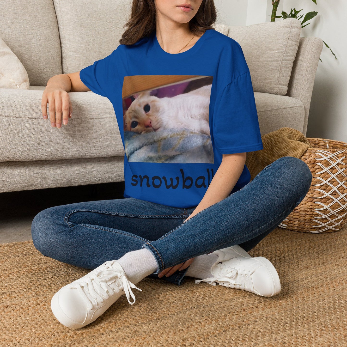 Cat Photo T-Shirt — "Snowball" Cute Pet Portrait Tee