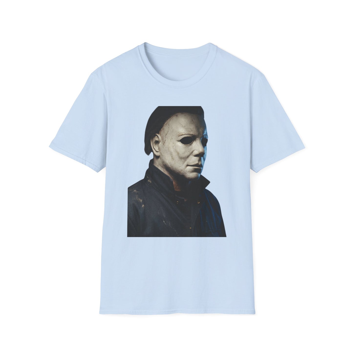 Michael Myers Horror Mask Portrait T-Shirt — Iconic Creepy Mask Graphic Tee for Halloween