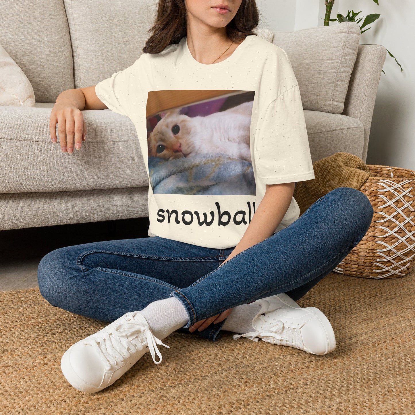 Cat Photo T-Shirt — "Snowball" Cute Pet Portrait Tee
