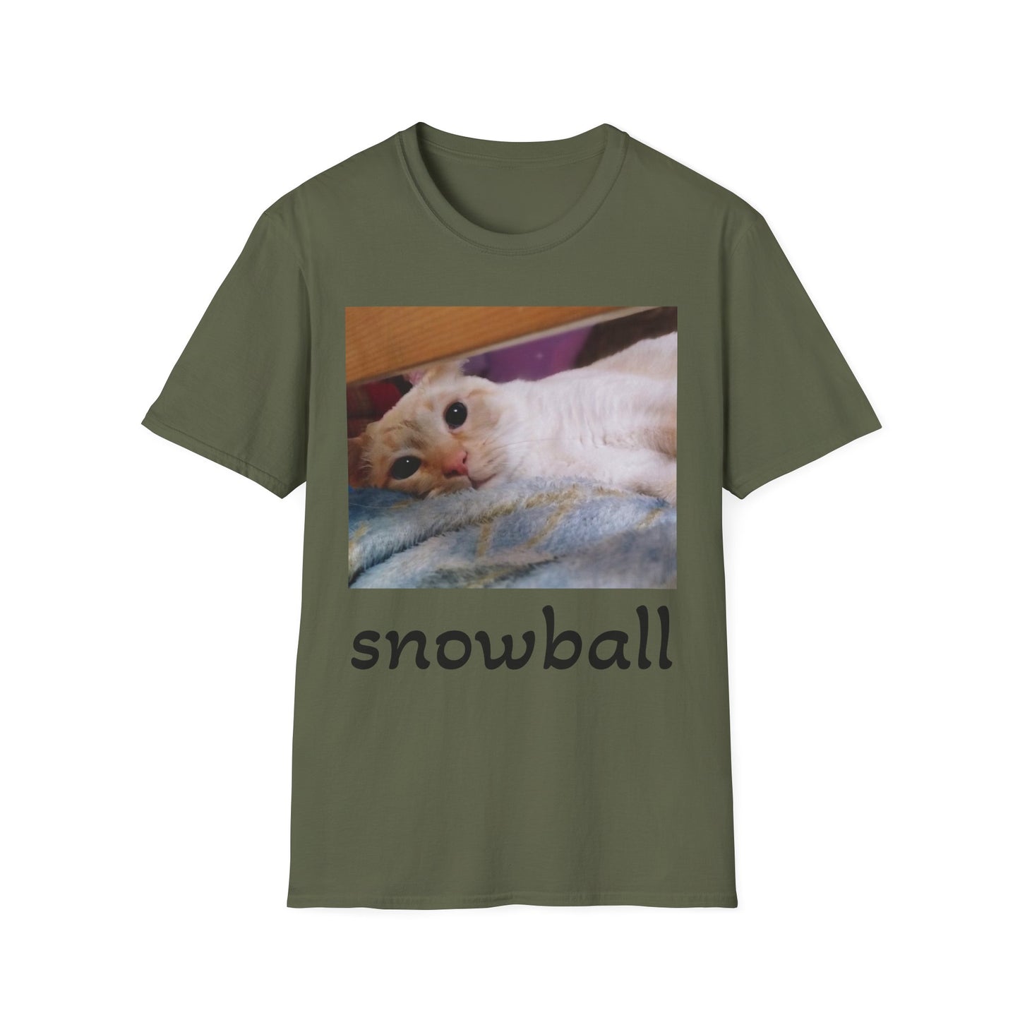 Cat Photo T-Shirt — "Snowball" Cute Pet Portrait Tee