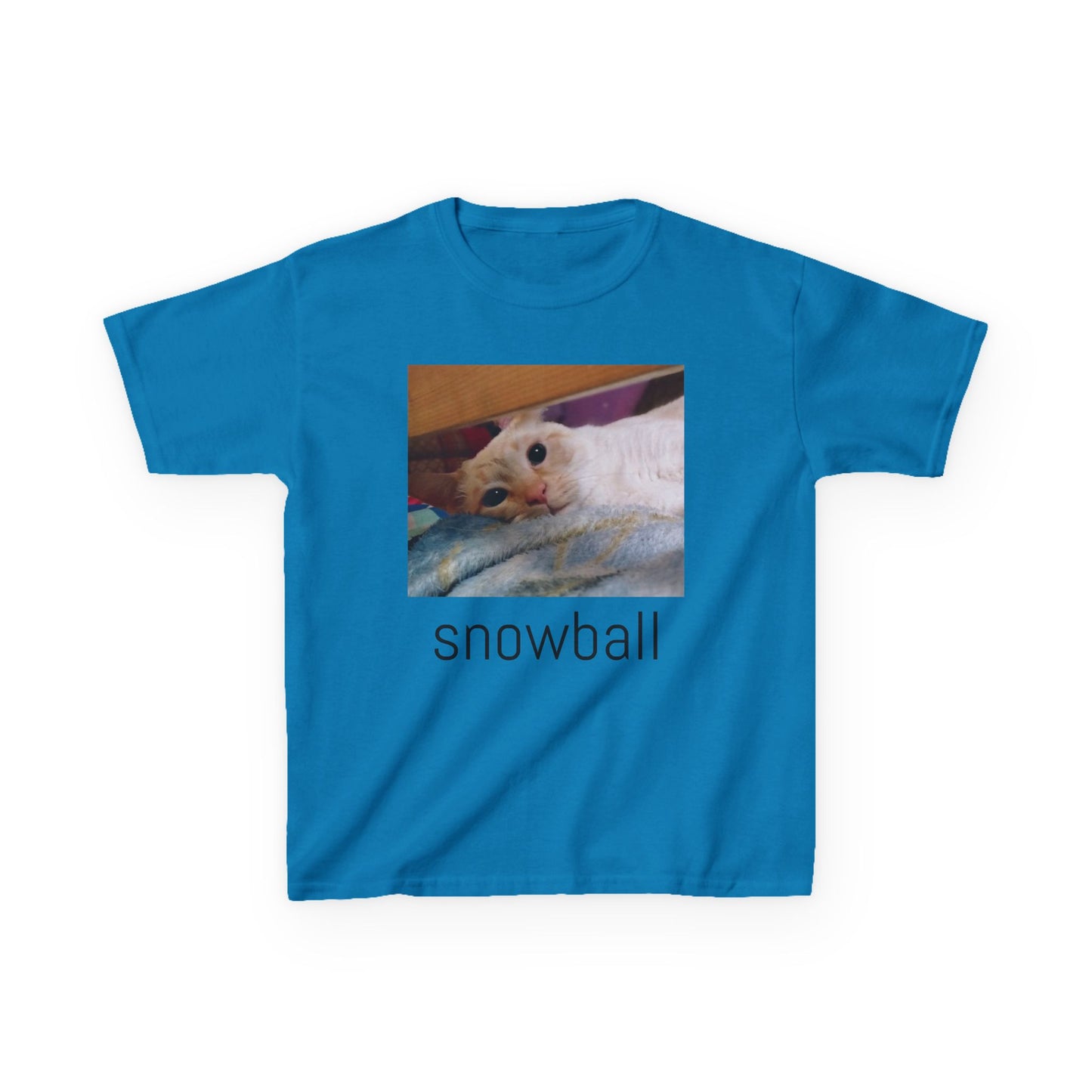 Kids Tee — Cute 'Snowball' Cat Photo & Heart Design