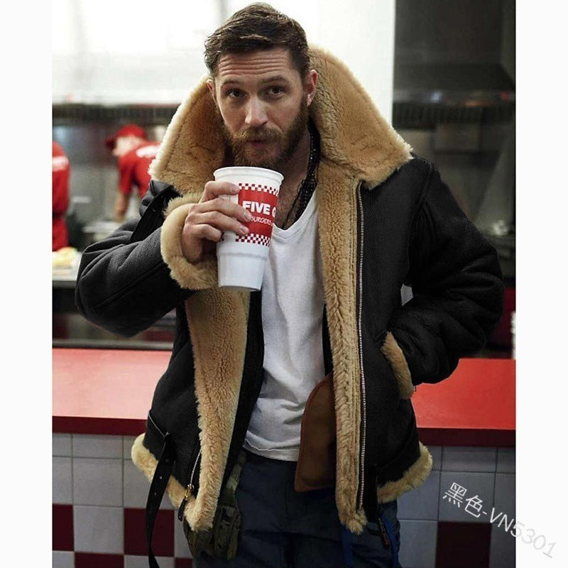Men's Faux Fur Lined Jacket - Mid-Length Winter Coat