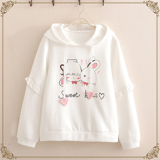 Cute Ears Plus Velvet Padded Sweater for Students
